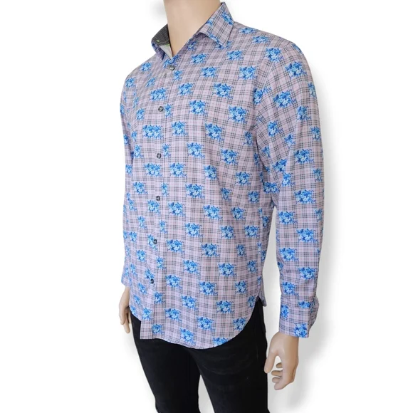 Society Of Threads Floral & Plaid Print Dress Shirt - Picture 5 of 8